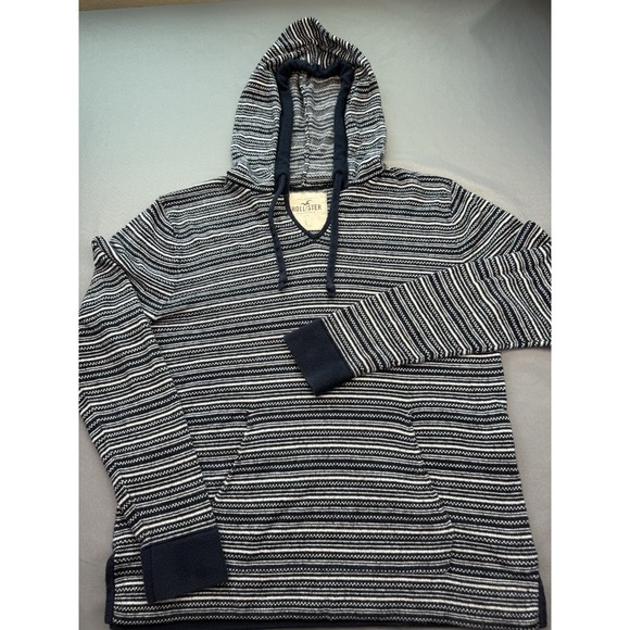 Hollister Other - Hollister Hoodie Men's XL Navy White Striped Front Pocket‎ 100% Cotton